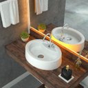 Ver imagem 2 de Cuba de Apoio Oval para Banheiro Onix O43 Branco - Lyam Decor