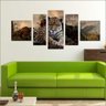 Quadro Decorativo Animais Leopardo Salas Interiores Mosaico 5 Peças Com Moldura - 3