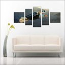 Ver imagem 2 de Quadro Decorativo Animais Ave Águia Salas Interiores Mosaico 5 Peças Com Moldura