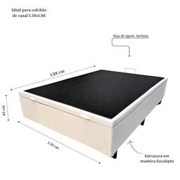 Base Cama Box com Baú Solteiro, Queen, Casal, King Corino Branco - Branco - Casal - 7