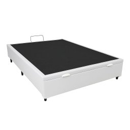 Base Cama Box com Baú Solteiro, Queen, Casal, King Corino Branco - Branco - Casal - 6