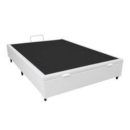 Base Cama Box com Baú Solteiro, Queen, Casal, King Corino Branco - Branco - Casal - 4