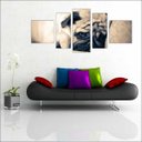 Ver imagem 1 de Quadro Decorativo Animais Cão Pug PetShop Salas Interiores Mosaico 5 Peças Com Moldura