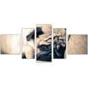 Ver imagem 4 de Quadro Decorativo Animais Cão Pug PetShop Salas Interiores Mosaico 5 Peças Com Moldura