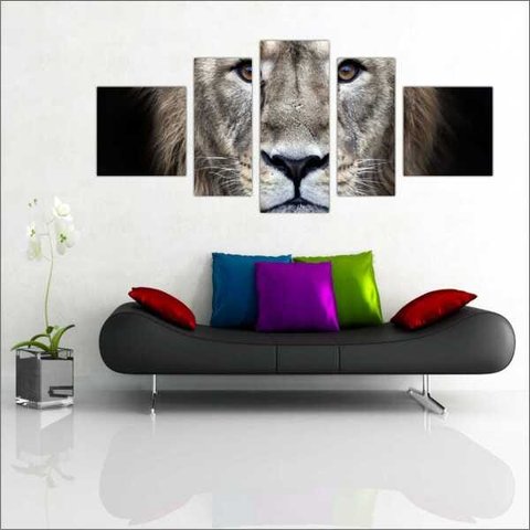 Quadro Decorativo Leão Animais Salas Decorações Interiores Com Moldura