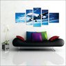 Quadro Decorativo Avião Aeronave Salas Interiores Mosaico 5 Peças Com Moldura - 1