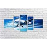 Quadro Decorativo Avião Aeronave Salas Interiores Mosaico 5 Peças Com Moldura - 5