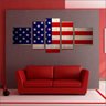 Quadro Decorativo Bandeira Dos Estados Unidos Países Salas Interiores Mosaico 5 Peças Com Moldura - 4