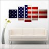 Quadro Decorativo Bandeira Dos Estados Unidos Países Salas Interiores Mosaico 5 Peças Com Moldura - 3
