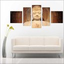 Ver imagem 2 de Quadro Decorativo Buda Budismo Budista Salas Interiores Mosaico 5 Peças Com Moldura