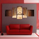 Ver imagem 3 de Quadro Decorativo Buda Budismo Budista Salas Interiores Mosaico 5 Peças Com Moldura