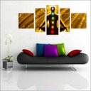 Ver imagem 1 de Quadro Decorativo Buda Budismo Budista Salas Interiores Mosaico 5 Peças Com Moldura
