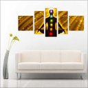 Ver imagem 3 de Quadro Decorativo Buda Budismo Budista Salas Interiores Mosaico 5 Peças Com Moldura