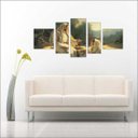 Ver imagem 1 de Quadro Decorativo Católicos Jesus Cristo Religião Salas Interiores Mosaico 5 Peças Com Moldura