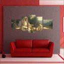 Ver imagem 4 de Quadro Decorativo Católicos Jesus Cristo Religião Salas Interiores Mosaico 5 Peças Com Moldura