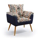 Ver imagem 2 de Poltrona Opala com Puff Solar Suede Estampado Laranja com Azul Marinho Aradecor