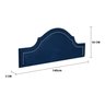 Cabeceira Casal Curva Luxo Estofada 140x60 - Suede Azul Marinho - Tachas Fume - 3