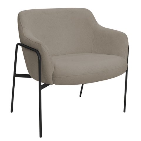 Poltrona Decorativa Jade Base Aço Preto Bouclé Marrom Claro - Nexta Casa