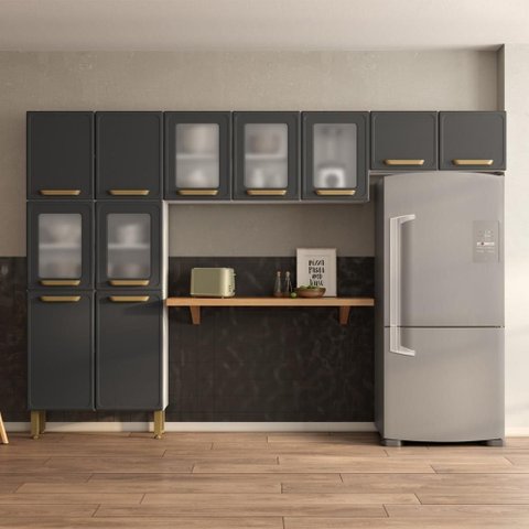 Cozinha de Aço Completa 3 Peças Grafite Bella Bertolini