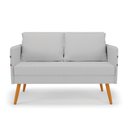 Ver mais imagens de Kit 01 Namoradeira e 02 Poltronas Linho Cinza A05 Castanho