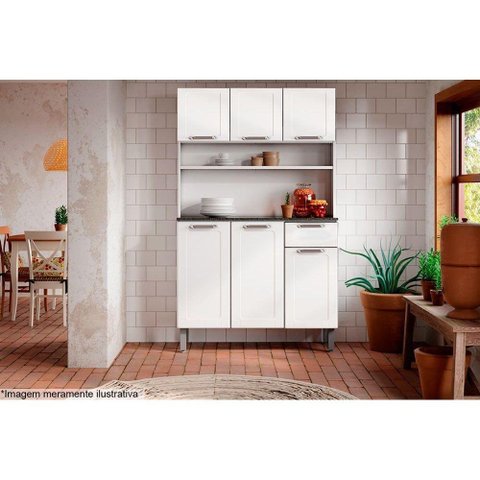 Cozinha Compacta Dona Maria C/ 6 Portas e 1 Gaveta Branco - Bertolini