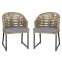 Ver imagem 1 de 2 Cadeira Noronha Aluminio Micro Pintura Preta, Tr. Telinha Corda Nautica Rami, Estofado - Grafite