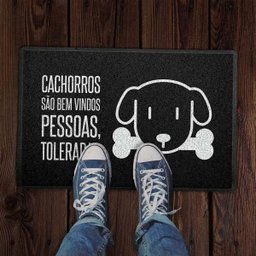 Capacho Cachorros São Bem Vindos Preto 0,40x0,60M - Beek - 1
