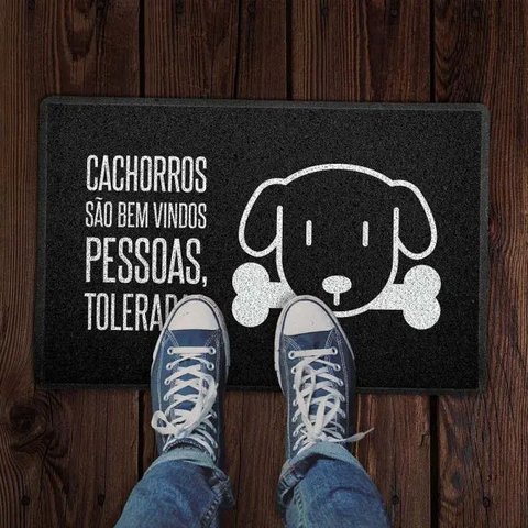 Capacho Cachorros São Bem Vindos Preto 0,40x0,60M - Beek