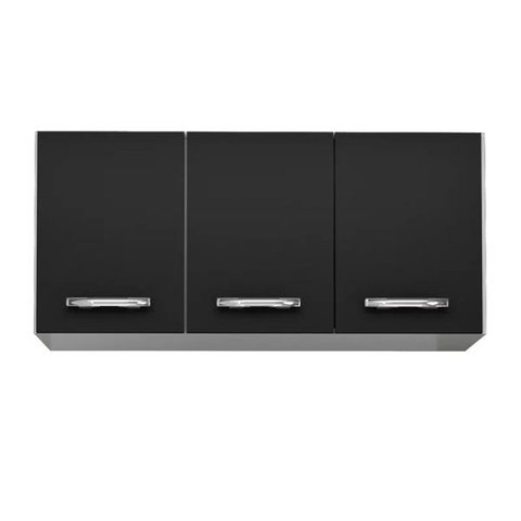 Armário Aéreo Honduras 03 Portas 120cm Branco/Preto - Lumil Móveis