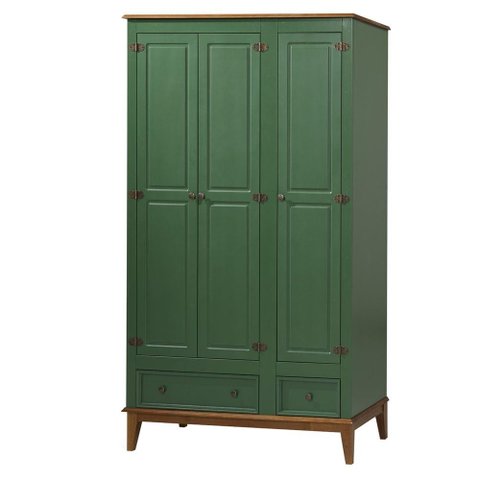 Armario Malibu 3 Portas e 2 Gavetas Cor Verde com Amendoa 204 Cm - 63588