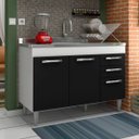 Ver imagem 2 de Balcão Gabinete de Pia Suécia 120cm 3 Portas 2 Gavetas Branco/Preto - Lumil Móveis