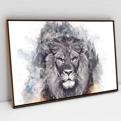 Quadro Decorativo em Canvas Selvagem TaColado Moldura Flutuante 4,5cm Freijó 120 x 80cm