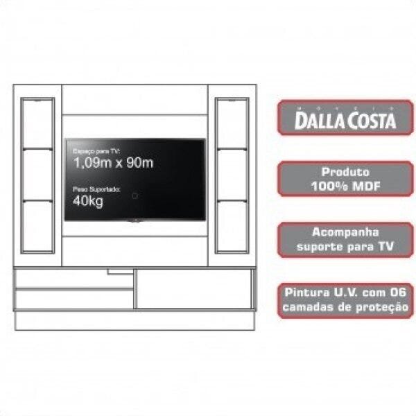 Estante Home para TV até 42 Polegadas 1 Porta LED TB128L Dalla Costa Branco - 3