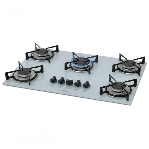 Fogão Cooktop 5 Bocas Gás Mesa Vidro 1642-6986 Bivolt Fischer Branco
