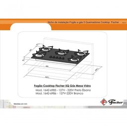 Fogão Cooktop 5 Bocas Gás Mesa Vidro 1642-6986 Bivolt Fischer Branco - 3