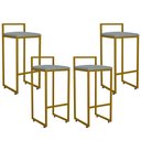 Ver imagem 1 de Kit 04 Banquetas Altas Para Cozinha Sala De Jantar Hanna L02 Dourado Suede Cinza - Lyam Decor