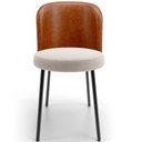 Ver imagem 3 de Kit 3 Cadeiras Sala de Jantar Estofada Gavi L02 Couríssimo Camel Bouclê Creme - Lyam Decor