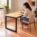 Ver imagem 6 de Mesa de Jantar Reforçada Industrial 140x80cm Tampo Bege Pés Preto