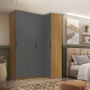 Ver imagem 1 de Guarda Roupa Canto Reto 4 Portas Mdf Altezza Clean Belmax:freijó/titânio
