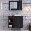 Ver imagem 1 de Armário de Banheiro 3 Portas 2 Nichos com Espelho Preto/Madeirado Cnj1038 - Estilare Móveis