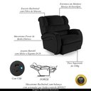 Ver imagem 3 de Poltrona do Papai Sala de Cinema Reclinável Kylie Power Elétrica USB PU Preto G23 Gran Belo Kylie Po