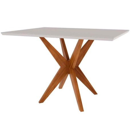 Mesa Nesher Donna 120x90 Cm Madeira Maciça Mel E Off-white