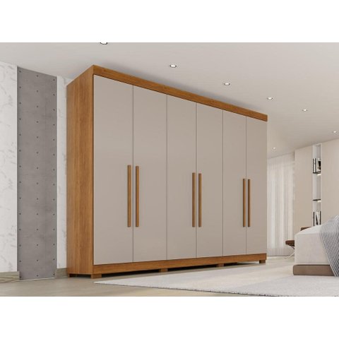 Guarda-Roupa Casal 100% MDF 6 Portas 274cm Multimóveis Cinamomo/Off White