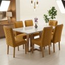 Ver imagem 1 de Conjunto Mesa 6 Cadeiras Hamburgo com Pegador Plus Mesa de Jantar Moderna para Sala e Cozinha-Mel