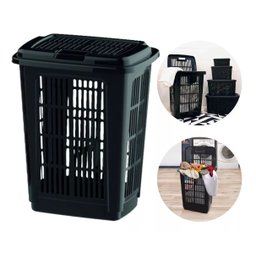 Cesto de Roupa Lixeira Lavanderia Multiuso Preta 60 Litros - 6