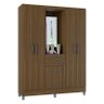 Guarda Roupa Solteiro Atlas Capelinha 5 Portas Castanho Brilho - Poquema - 2