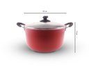 Ver imagem 3 de Kit 3 Caçarolas Grande Dona Chefa Antiaderente 24cm 26cm e 30cm Com Tampa de Vidro Vermelha