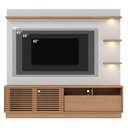 Ver mais imagens de Estante Home Theater para TV 70 Pol. com LED 200cm Amiche C05 Freijó/Off White Matte - Mpozenato
