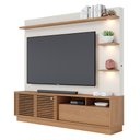 Ver imagem 1 de Estante Home Theater para TV 70 Pol. com LED 200cm Amiche C05 Freijó/Off White Matte - Mpozenato