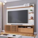 Ver imagem 2 de Estante Home Theater para TV 70 Pol. com LED 200cm Amiche C05 Freijó/Off White Matte - Mpozenato